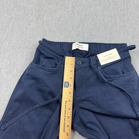 Hollister Pants Womens XS Blue Low Rise Super Baggy Wide Leg Drawstring Y2K NWT - Picture 8 of 14